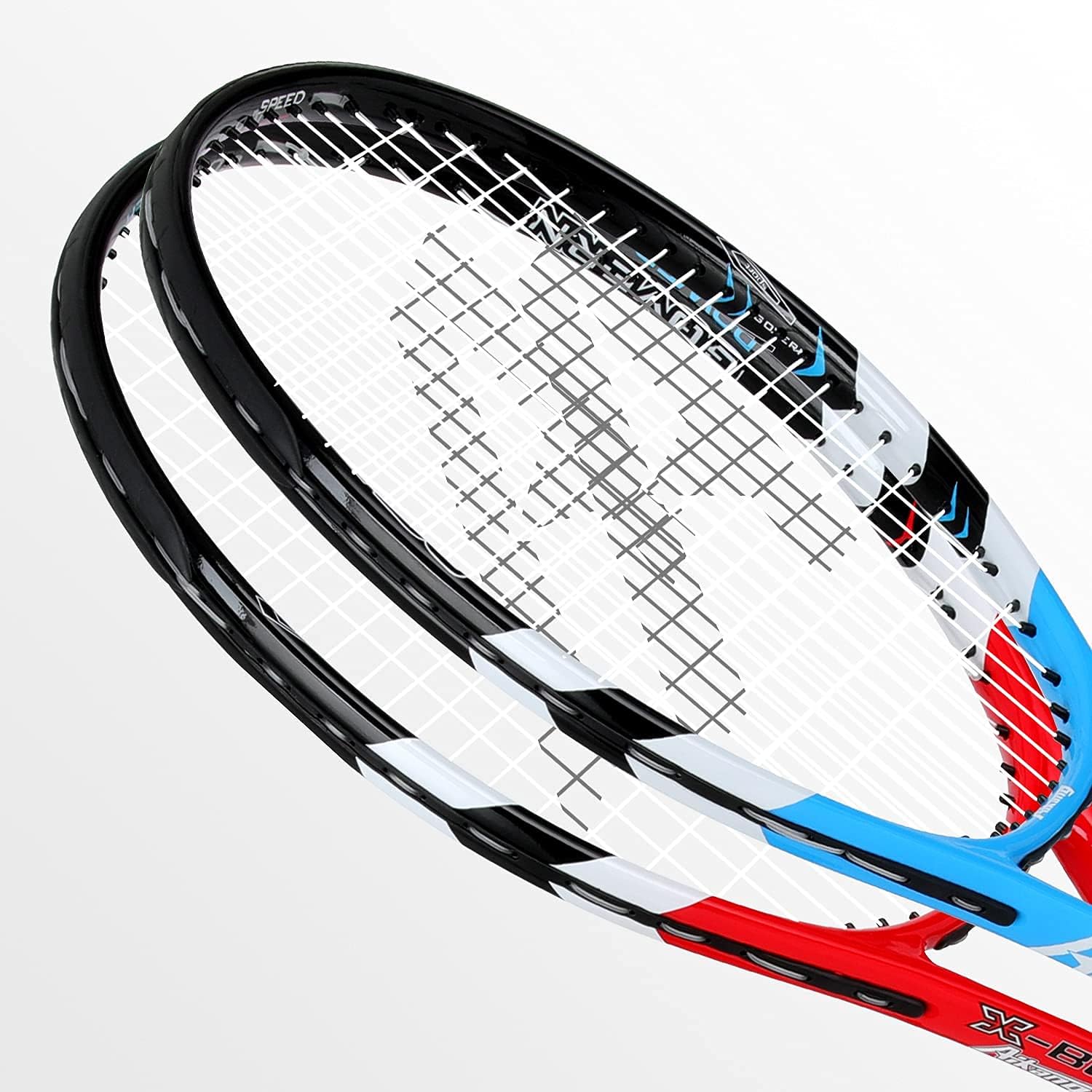 Tennis Racket-27 inch 2 Players Tennis Racket Professional Tennis Racquet,Good Control Grip,Strung with Cover,Tennis Overgrip, Vibration Damper (Bright Red+ Blue) : Sports & Outdoors