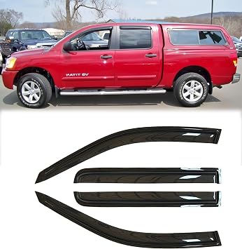 94977 Sunproof Waterproof Side Window Wind Deflector, 4pcs Protective Replacements Rain Guards Set, Window Visor fit for 2016-2024 Nissan Titan XD/Nissan Titan Crew Cab