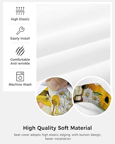 Miniatura 5 de Juego de 2 fundas elásticas para sillas de oficina y computadora, diseño de gnomos de miel, fundas elásticas para asiento de silla giratoria de