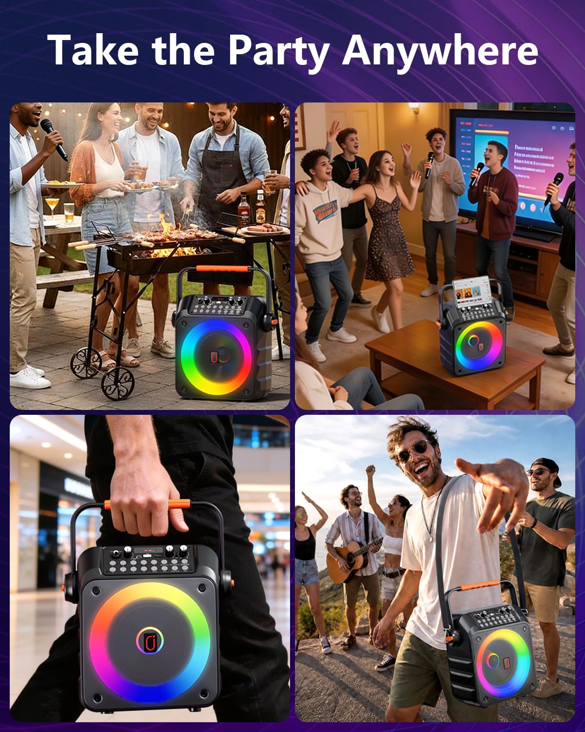 JYX Karaoke con 2 Microfono per Adulti, 150W Cassa Bluetooth Potente | Altoparlante Portatile Bluetooth 5.3, Sistema PA Altoparlanti Amplificato con Supporto REC/USB/TF/AUX, Adatto per Feste