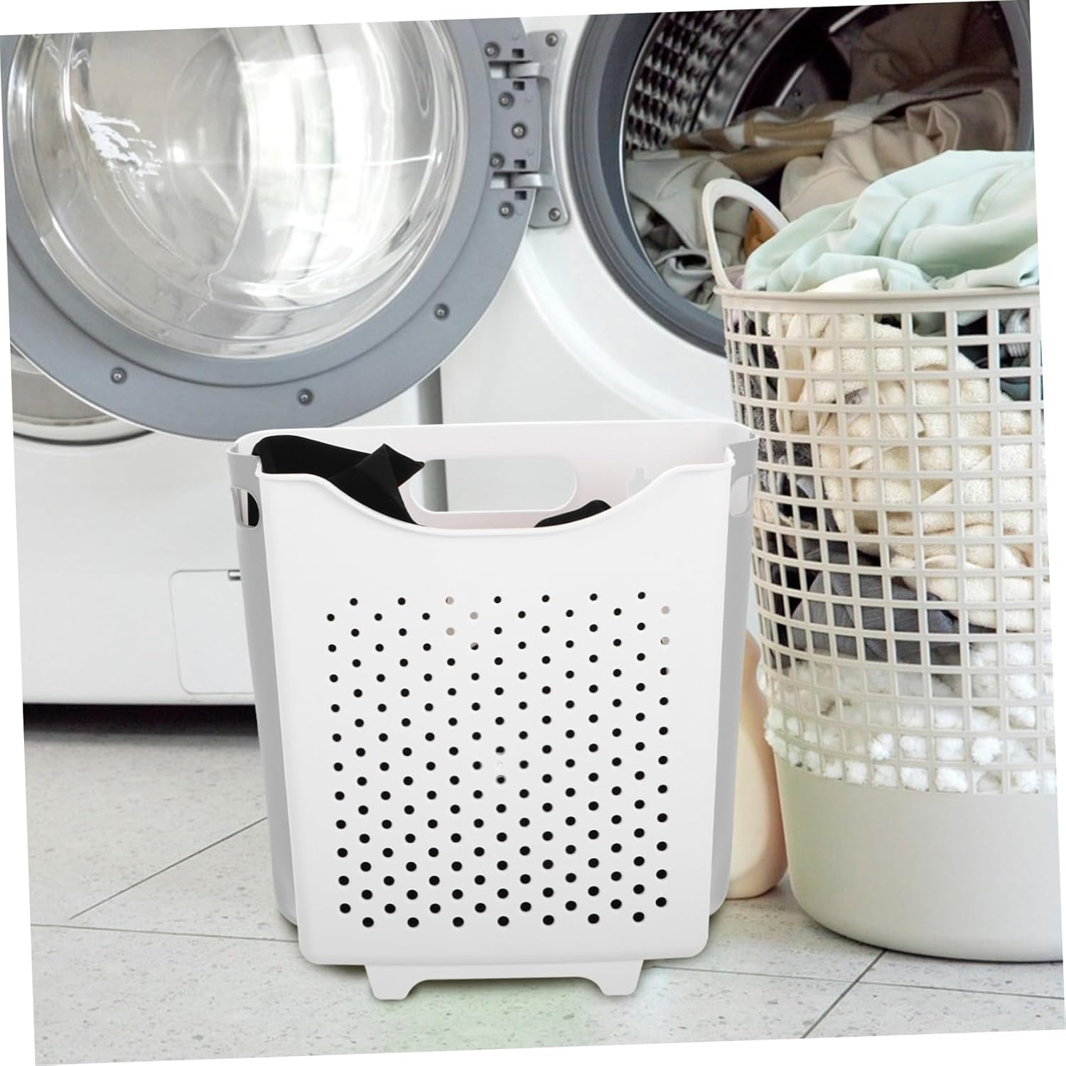 Wall Mounted Collapsible Laundry Basket Space Saving Hanging Hamper for Bathroom and Laundry Room Foldable Storage Container for Dirty Clothes Portable and Easy to Move Ivory Large