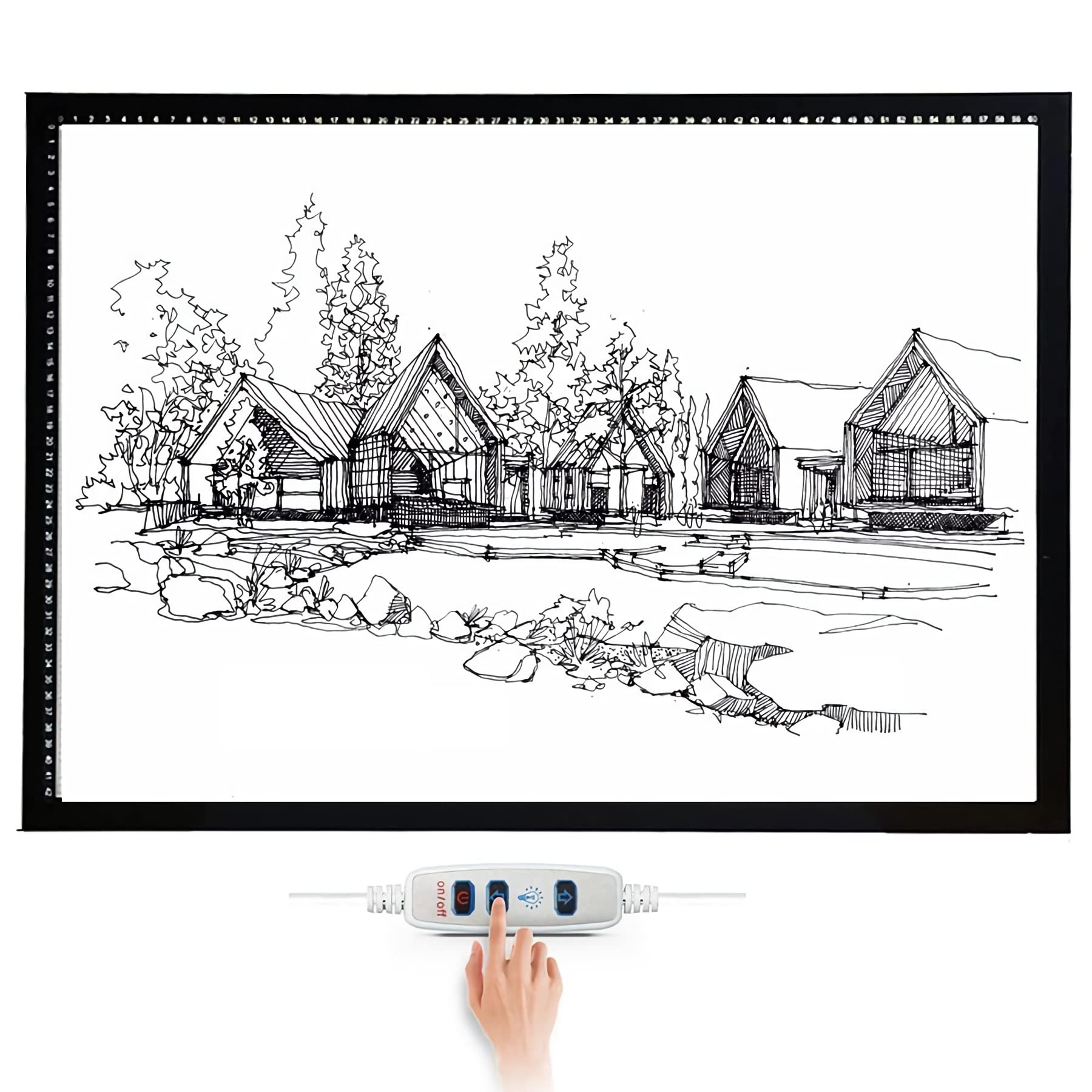 LOVAPO A1 Light Pad for Diamond Painting Ultra-Thin Portable Artcraft Tracing Large Light Box with Power Cable Dimmable Brightness Light Table Pad Copy Board for Artists Drawing Sketching
