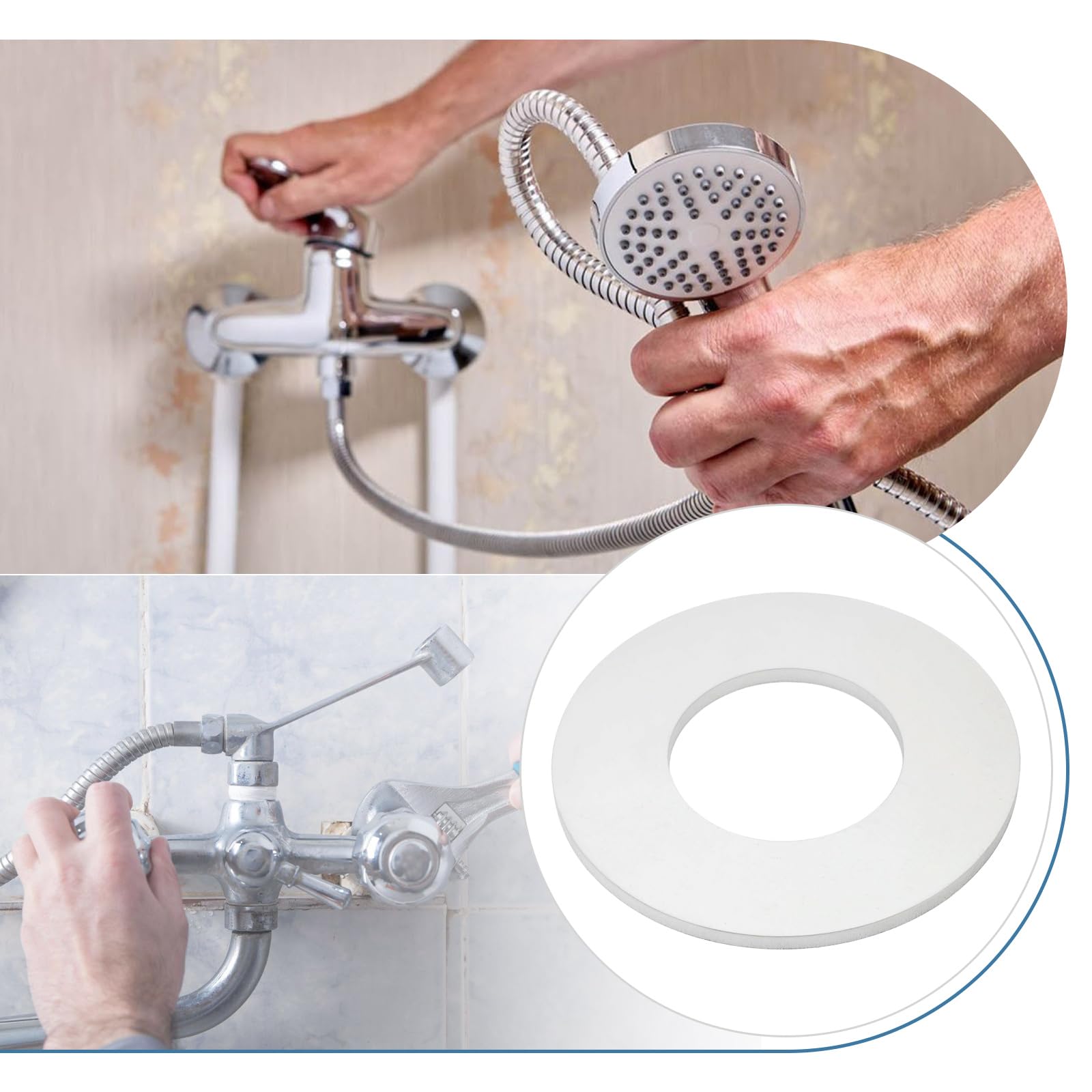 YINETTECH 1pc Kitchen Tap Large Base Repair Washer Aluminium 70 x 35 x 3mm Tap Repair Accessories Flat Washer for Tap Shower Fix Silver - Image 2