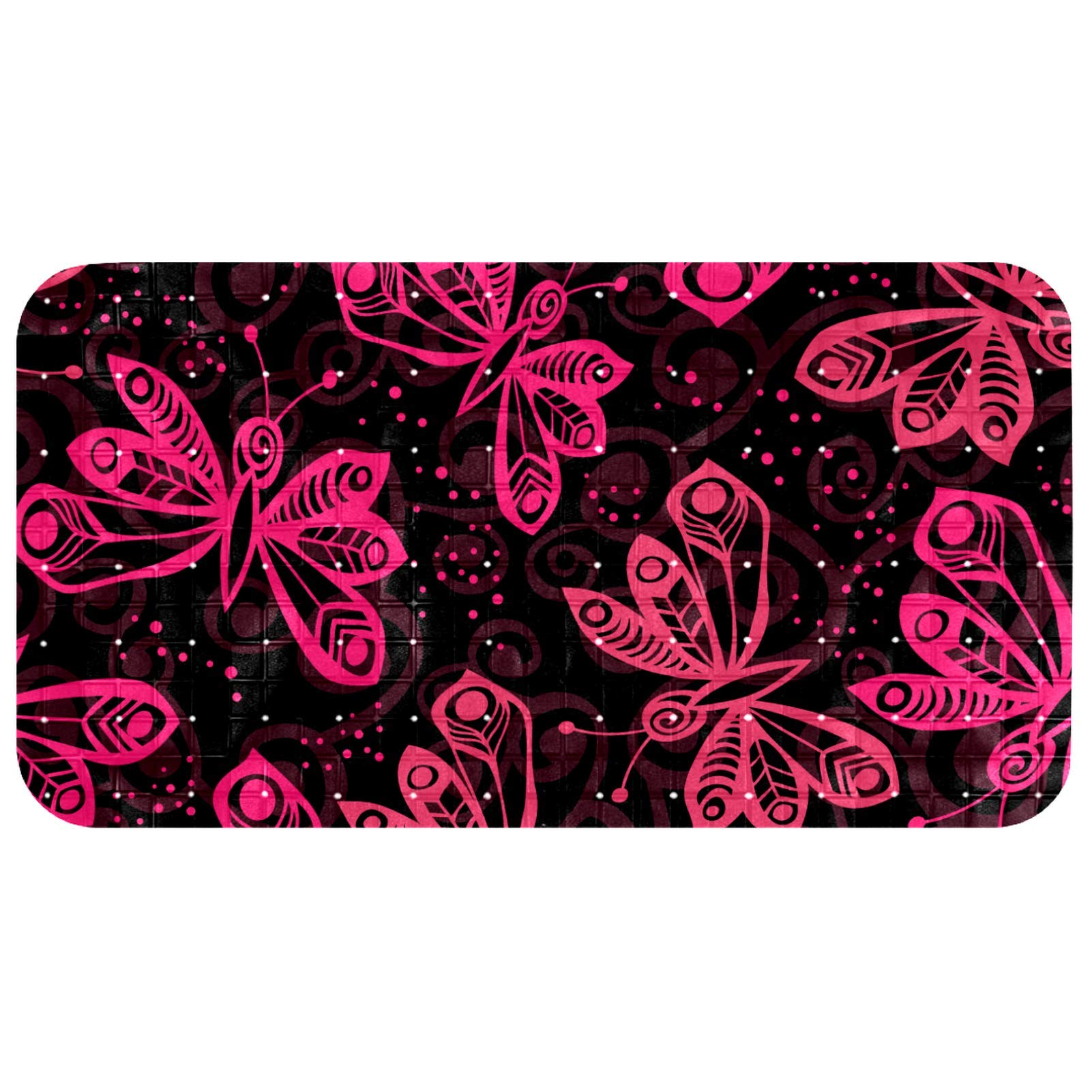 Alfombrilla antideslizante para ducha y bañera con ventosas fuertes, tapete de baño rosa
