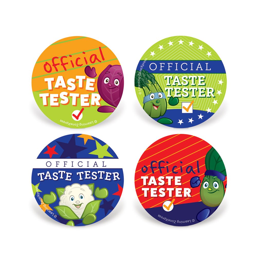 200 School Nutrition Stickers | Official Taste Tester Stickers | 2" Diameter, 4 Designs, 200 Stickers per roll