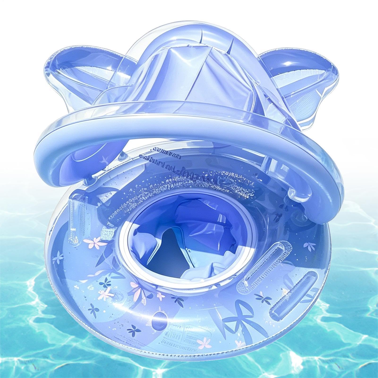 Flotador inflable para niños con parasol ajustable y techo protector de sol 8