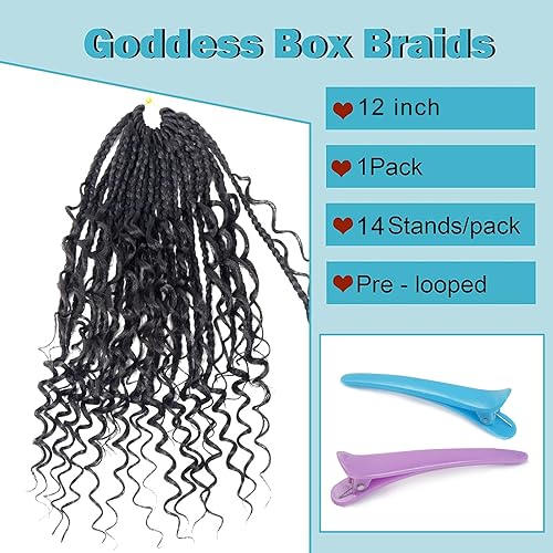 Vista 165 de Goddess Box Braids Crochet Hair With Curly Ends 18 Inch Bohomian Box Braids Crochet Braids 8 Packs 3X Crochet Braids Synthetic Braiding Hair 1B-4-30