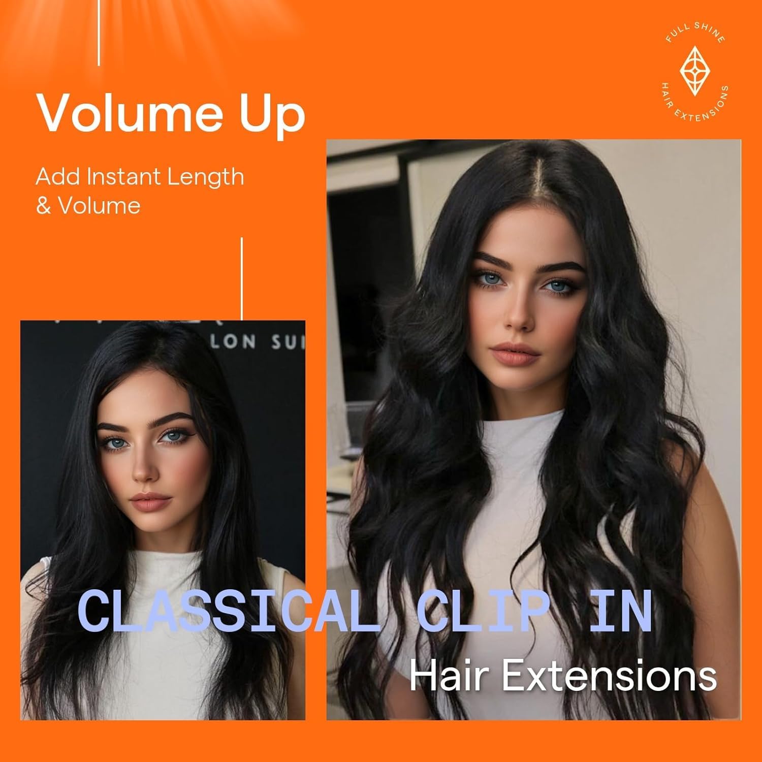 Fshine Clip in Hair Extensions Human Hair, 1B Natural Black, 10 Inch, 95G, 7 Pcs, Double Weft Real Remy Brazilian Hair, Add Volume for Bob Hair, Thick Asian Hair, Short Hair Topper, Easy Clip Glueless — view 6