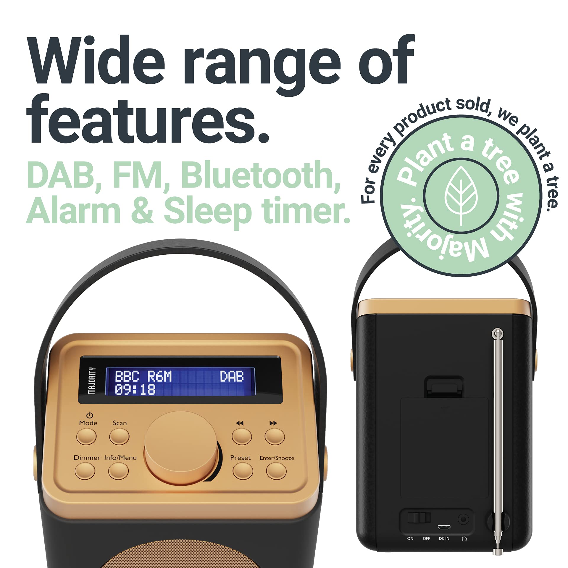 MAJORITY Little Shelford Portable Radio Bluetooth Connectivity FM