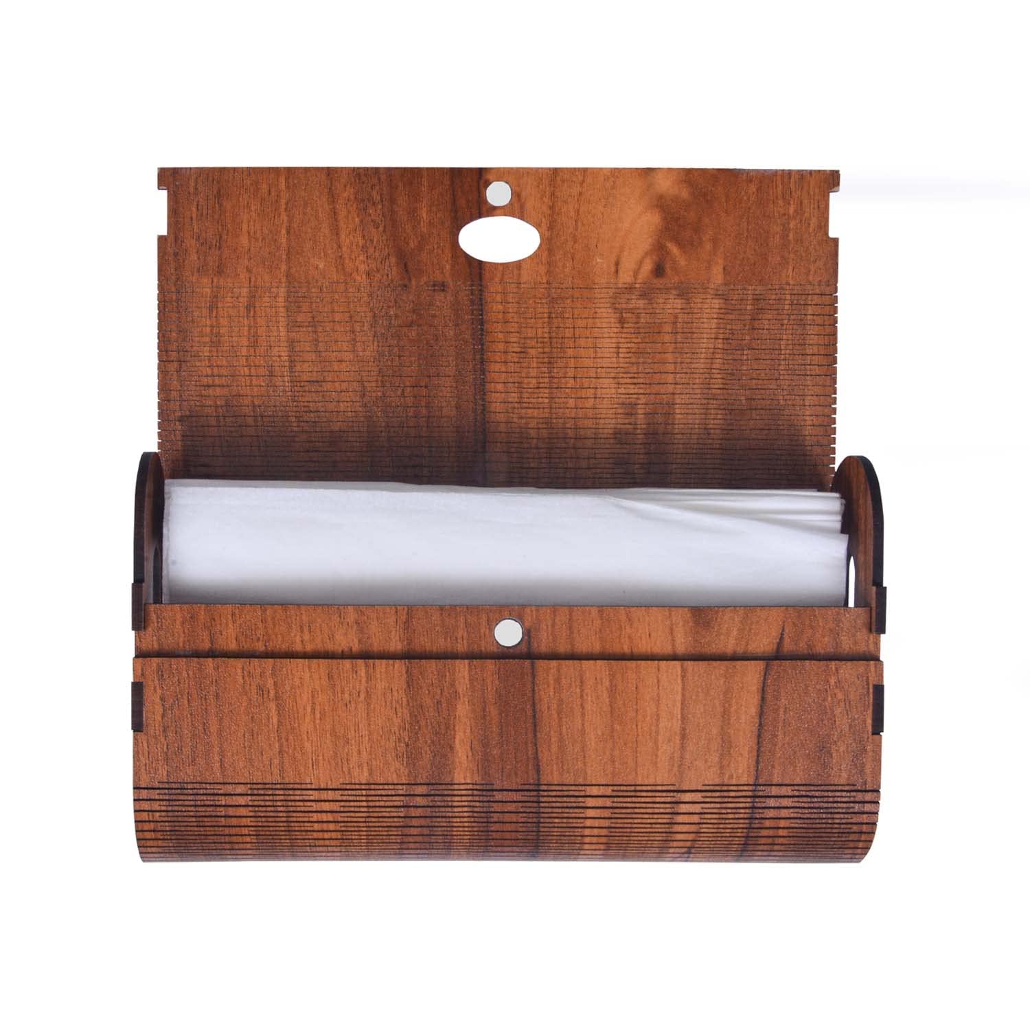 Deskart Wooden Tissue Paper Box | Decorative and Stylish Wooden Tissue Holder Stand for Car, Home, Office Desk, Resturant and Cafeteria (Round) 3
