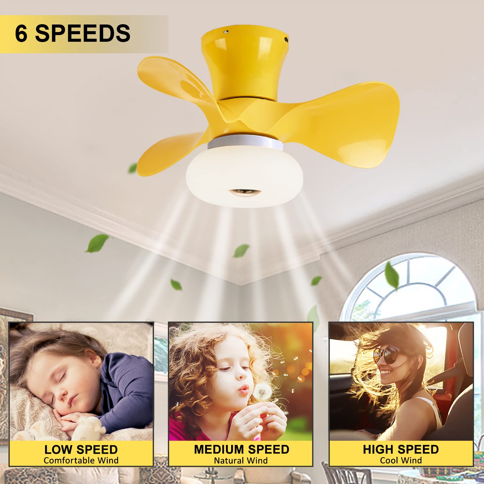 64W Ventilatore Da Soffitto Con Luce E Telecomando Piccolo Ventilatore a Soffitto Dimmerabile 6 Velocità Timing Moderna Luce Ventilatore Da Soffitto Per Camera Da Letto Camera Bambini,Venatura Legno