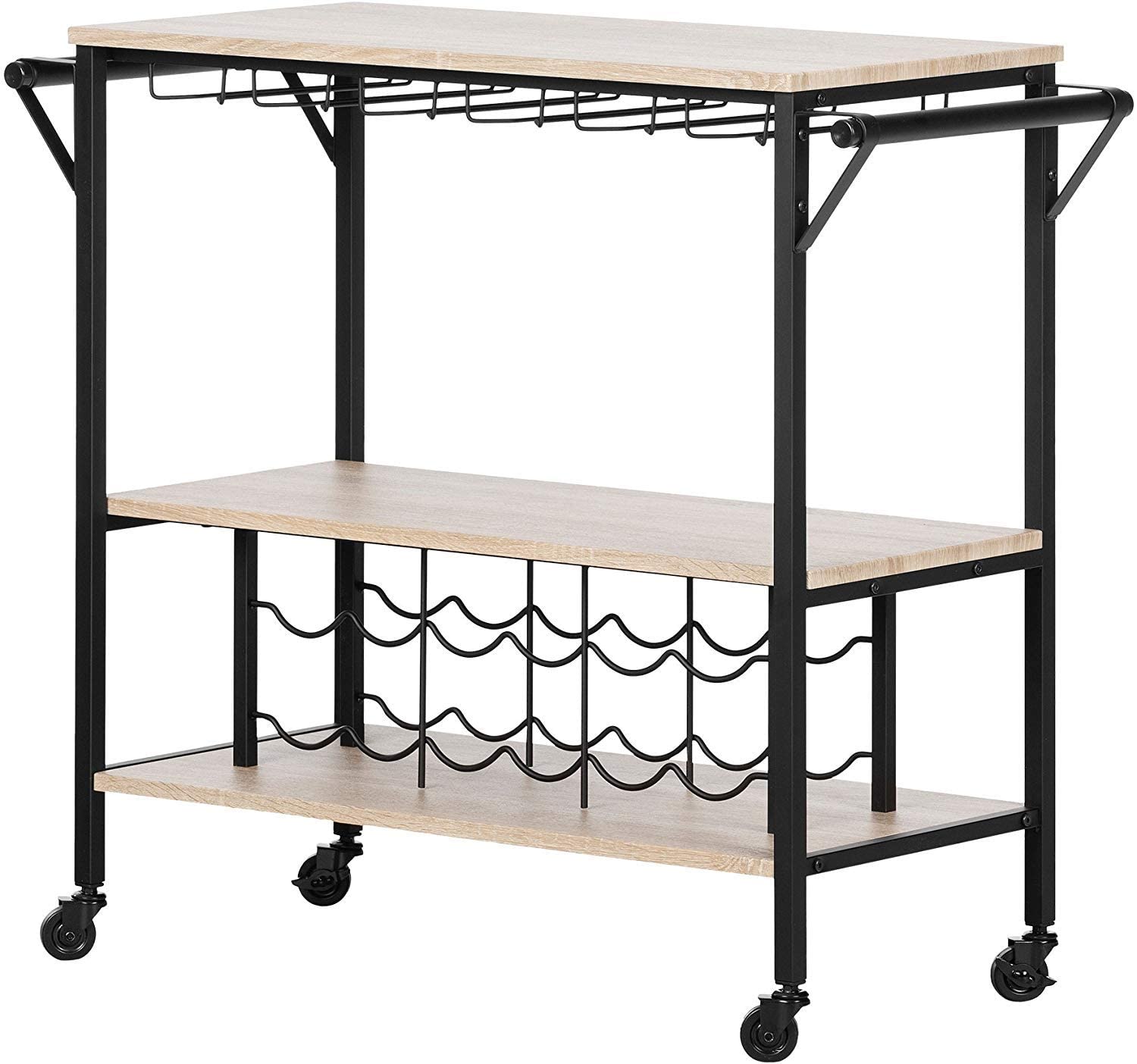 . 281170 Bar Cart/Trolley with Wine Rack, Black