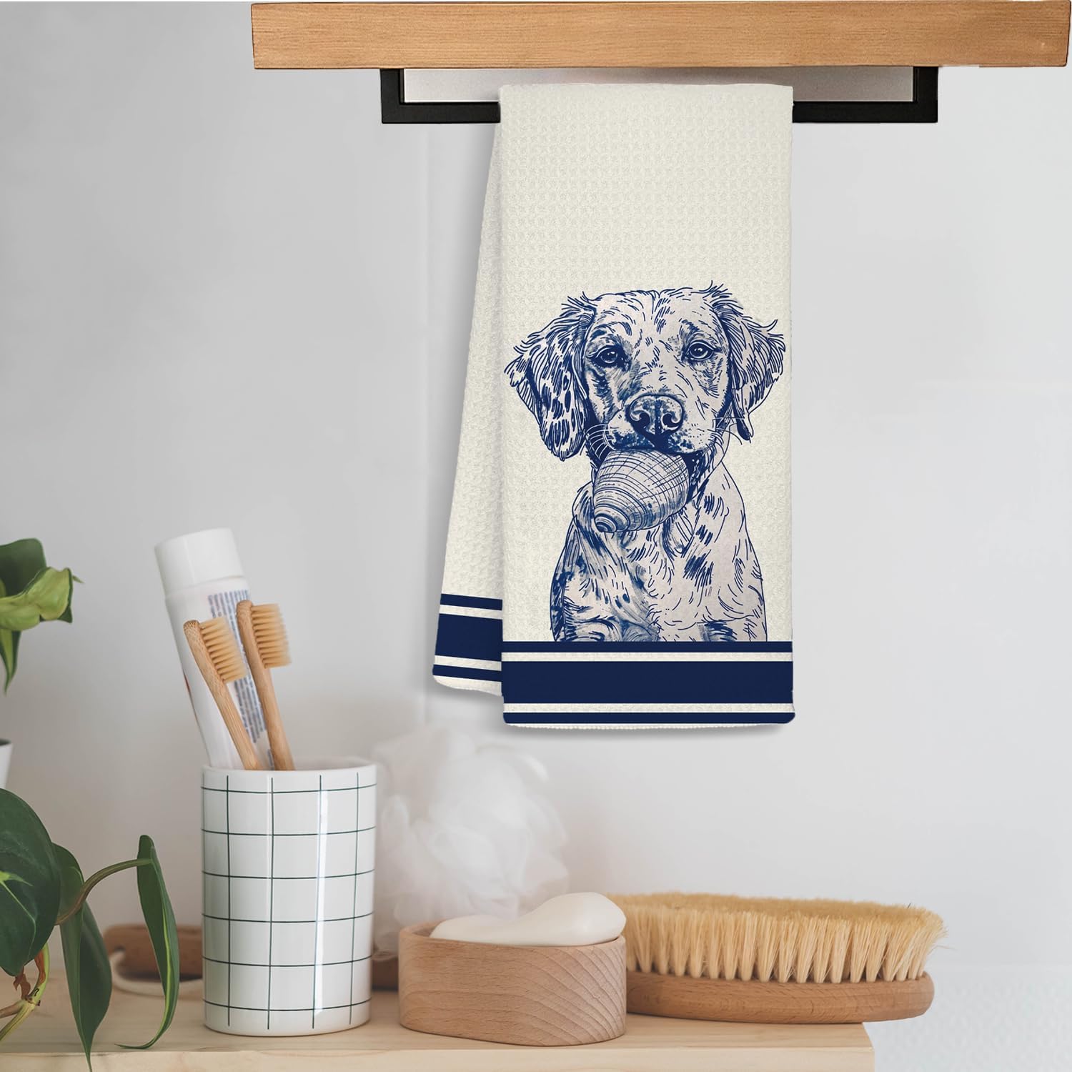 Funny Golden Retriever Gifts Kitchen Hand Towels, Coastal Beach Golden Retriever Dish Tea Towels for Bathroom Kitchen, Dog Lovers Mom Gifts, Ocean Beachy Dog Hand Towels, 16x24 - Image 4