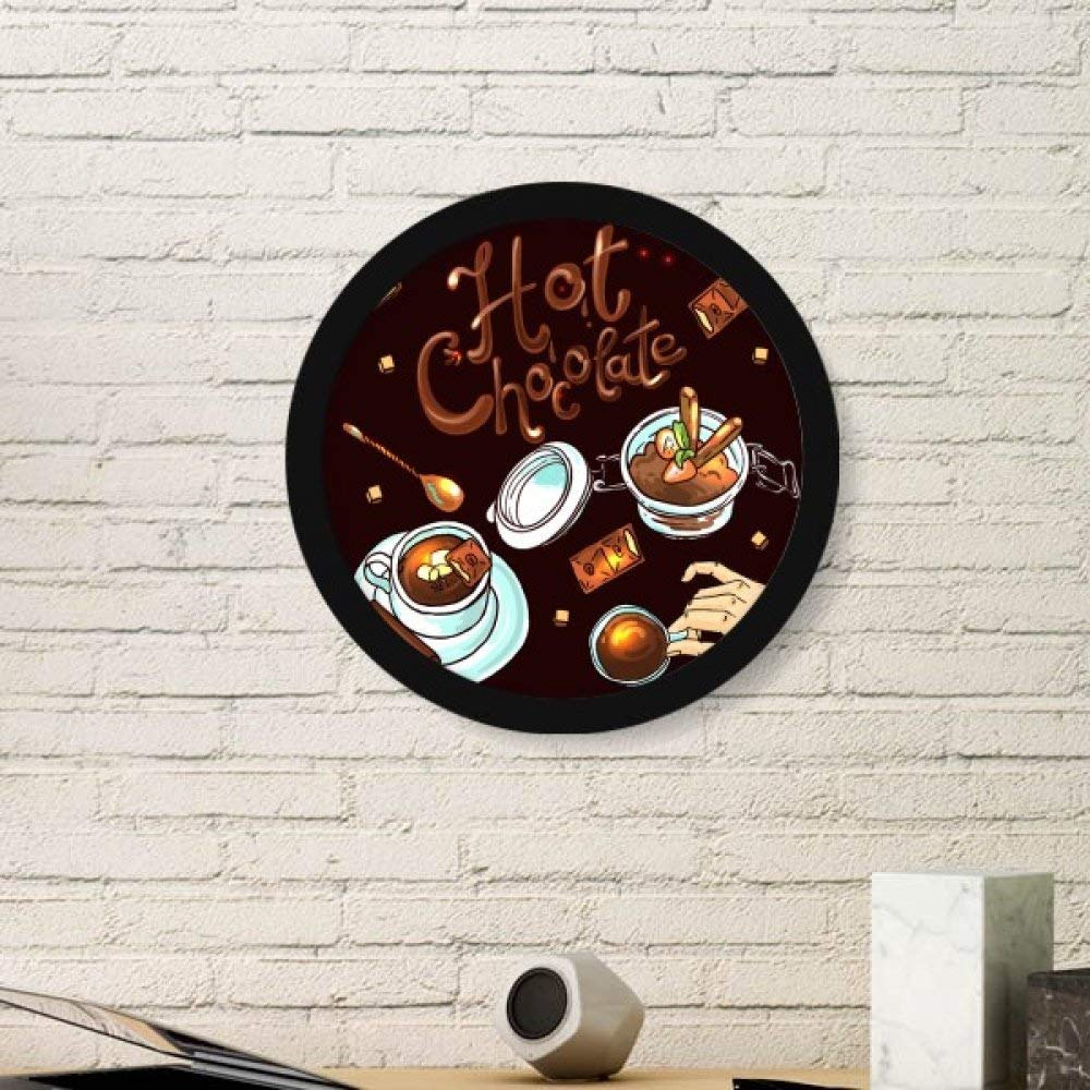 Cadre photo noir rond avec image de dessert au chocolat pour sticker mural