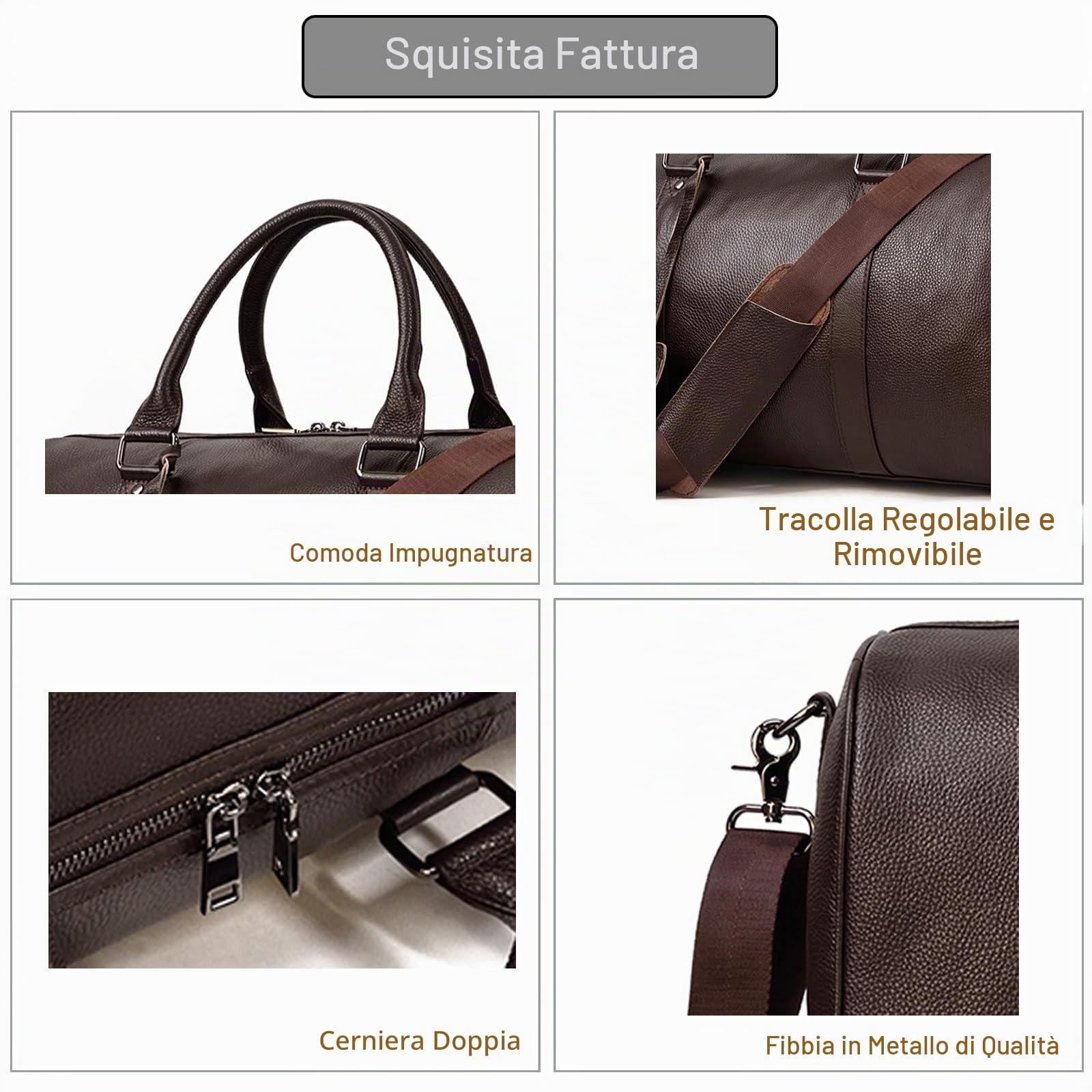 Luufan Borsa da Viaggio in pelle Unisex Borsa da Viaggio Vintage