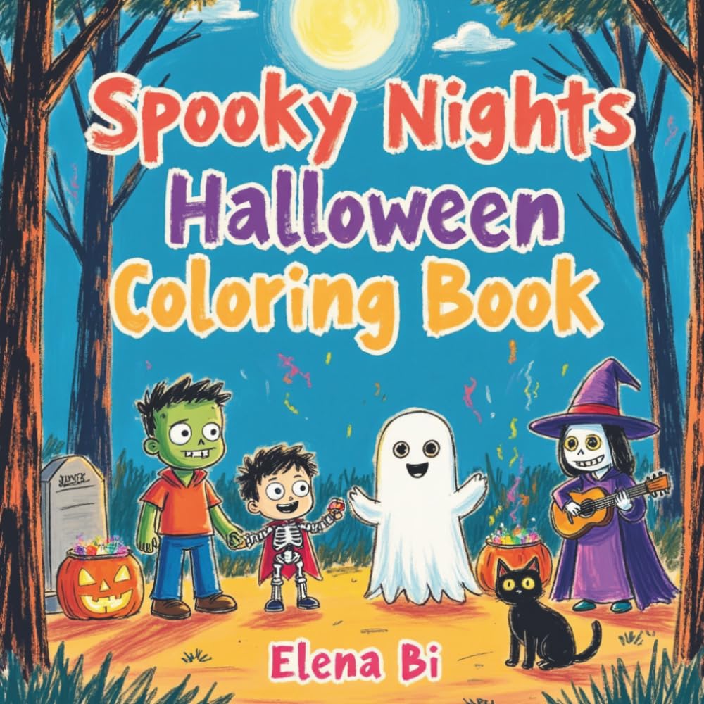 Spooky Nights Halloween Coloring Book: Trick or Treat Adventures and Haunted Fun with Fully Colored Version
