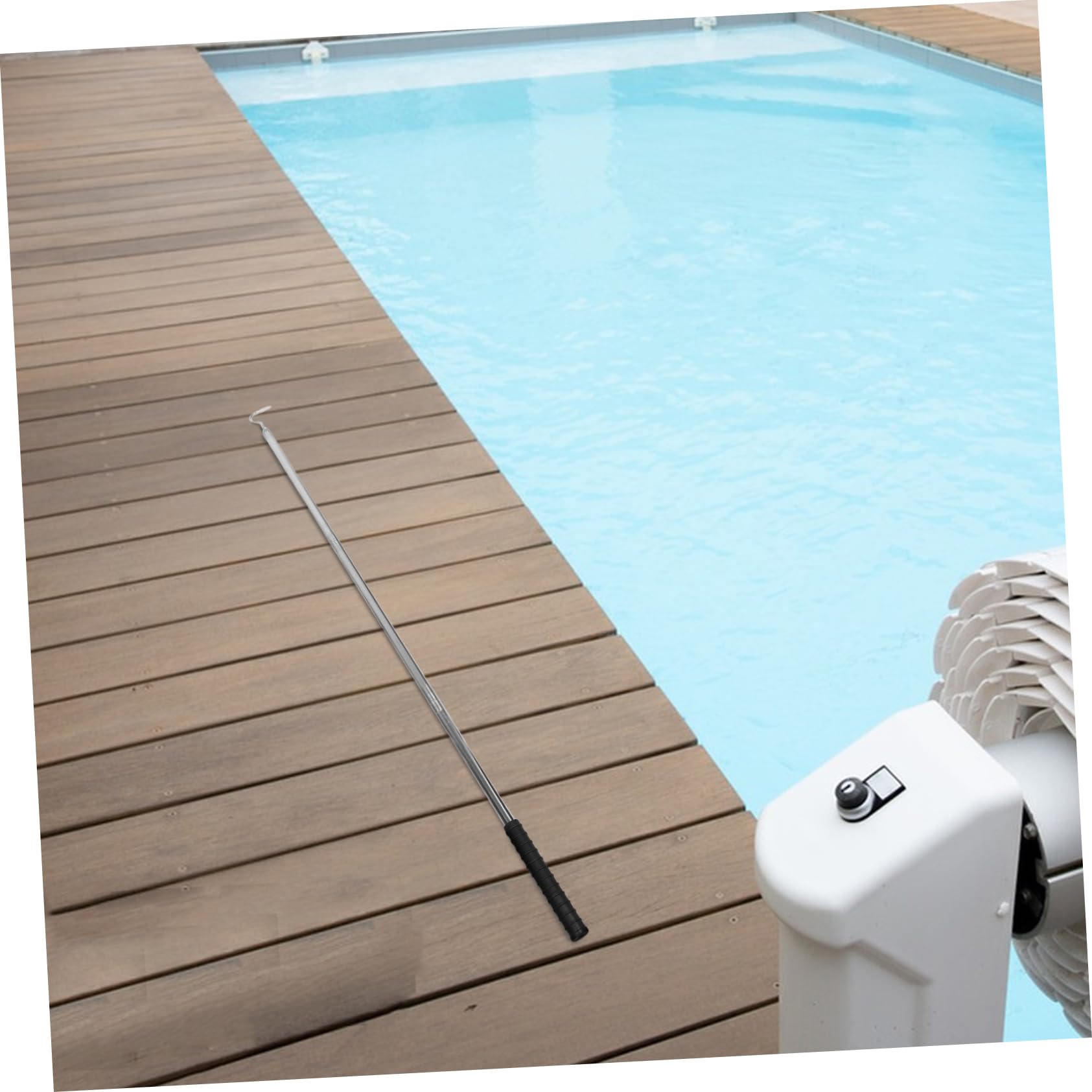Yardwe Gancho De Acero Inoxidable Para Piscinas Con Mango Extensible Herramienta De Elevación Para Cesta De Skimmer Accesorio Multifuncional Para Limpieza De Equipos De Piscina