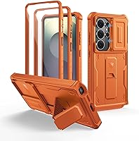 Vista 60 de Dexnor Funda para Samsung Galaxy S24 Plus con cubierta deslizante integrada para cámara, protector de pantalla y soporte, a prueba de golpes, funda