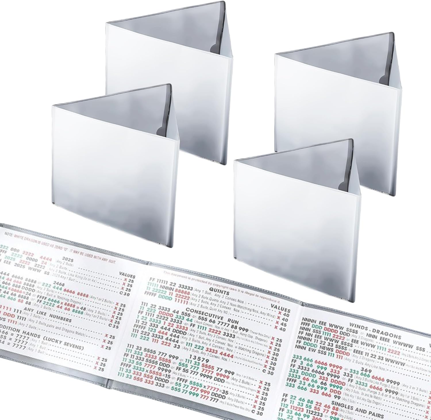 4pcs 2025 Upgrade Mahjong Card Holder, Fit Large Print Size(6 1/8”x4 3/4”), Durable Clear Plastic Protector Cover Sleeves, Mahjongg Card Protector Set (Frosted)