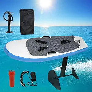 Inflatable Hydrofoil Surfboard with Carbon Fiber Hydrofoil, Backpack, Pump, and Accessories