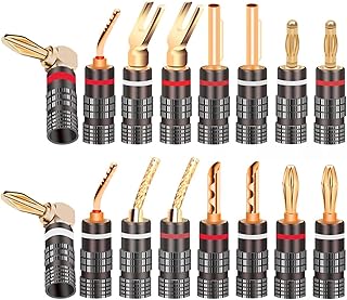 Conector Tipo Clavija de plátano Chapado en Oro de Color 20 Piezas con Bloqueo de Tornillo for Altavoz Jack de Audio(20xL1063)