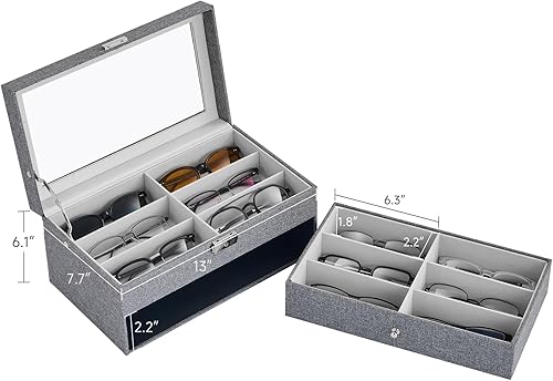 Miniatura 14 de Caja para anteojos de Co-z, organizador de anteojos, caja de almacenamiento con visualización Negro