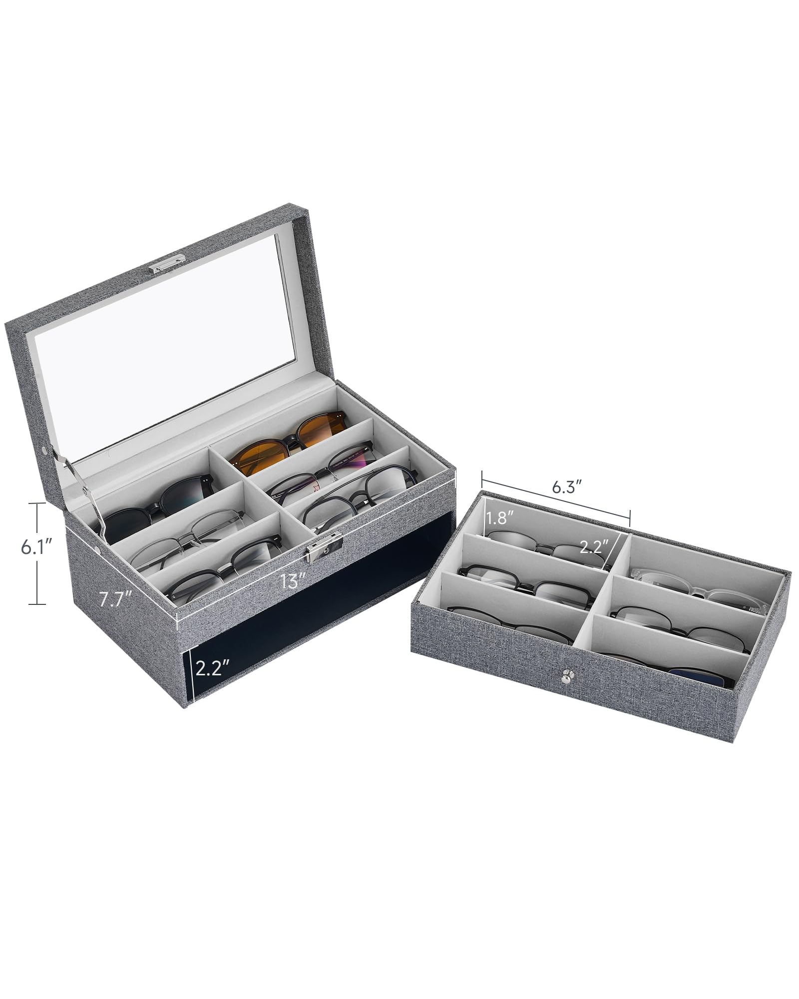 12 Slot Enlarged Sunglasses Organizer for women Multi Eyewear Storage Box Lolalet 10/20 Slots Sunglasses Organizer Box, Eyeglasses  main image 4