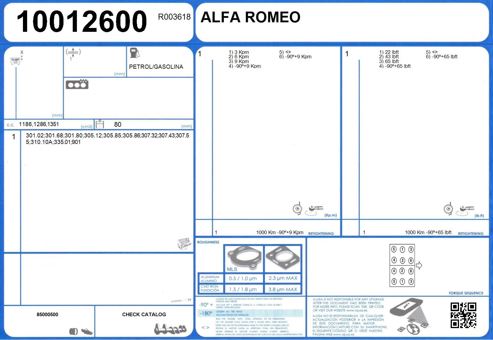 Ajusa 50041800 Juego completo de juntas, motor