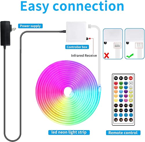 Vista 7 de 50ft RGB LED neon Rope Lights LED neon Strip Lights with Remote Control/APP Control IP65 24V Waterproof Flexible Neon LED Strip Lights,Led Lights