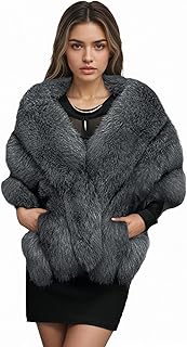 Luxury Faux Fur Shawl for Women Winter Fur Coat Wedding Party Fur Stole Wraps for Evening Dresses