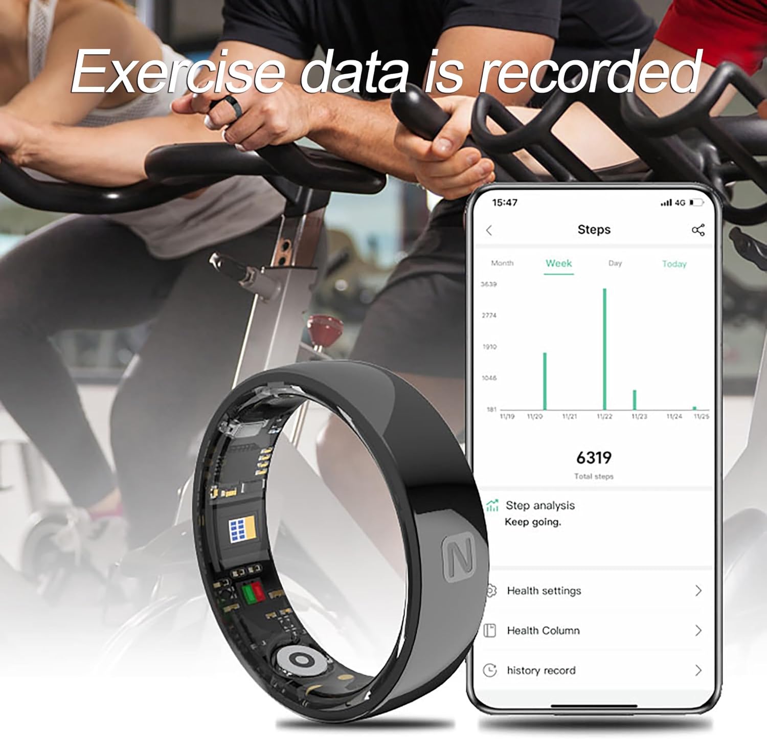 Smart Rings for Men Women Health Ring Heart Rate Monitor Sleep Rings NFC Control Family Care Exercise Activity Tracker Pedometer Step Counter Smart Rings for Android & iOS Phones Ceramic Ring