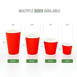 Restaurantware 8 Ounce Double Wall Disposable Coffee Cups, 25 Insulated Red Paper Tumblers With Ripple Wall Design, Lids Sold Separately for Hot Drinks like Tea, Hot Chocolate, and More