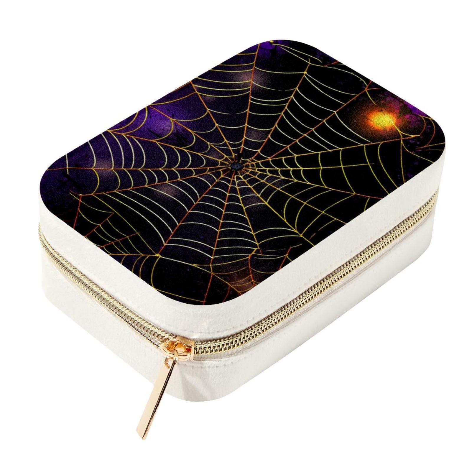 Boîte à bijoux de voyage en velours premium à motif Halloween Web