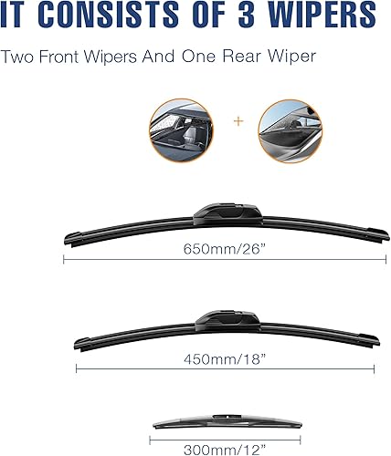 Miniatura 37 de 28"+20" Limpiaparabrisas frontales para Toyota Sienna 2020 2019 2018 2017 2016 2015 2014 2013 2012 2011 2010 (Juego de 2) Adaptador de gancho J/U