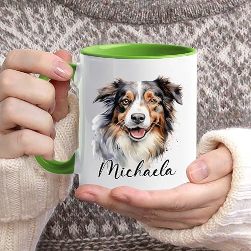 Vista 113 de Taza de café con nombre personalizado de pastor alemán, 11 15 onzas, taza de cerámica blanca de pastor alemán personalizado, regalos para hombres