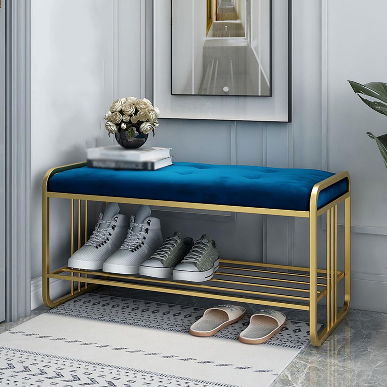 Banc bout de lit rembourré pour organiser vos chaussures sans encombrement