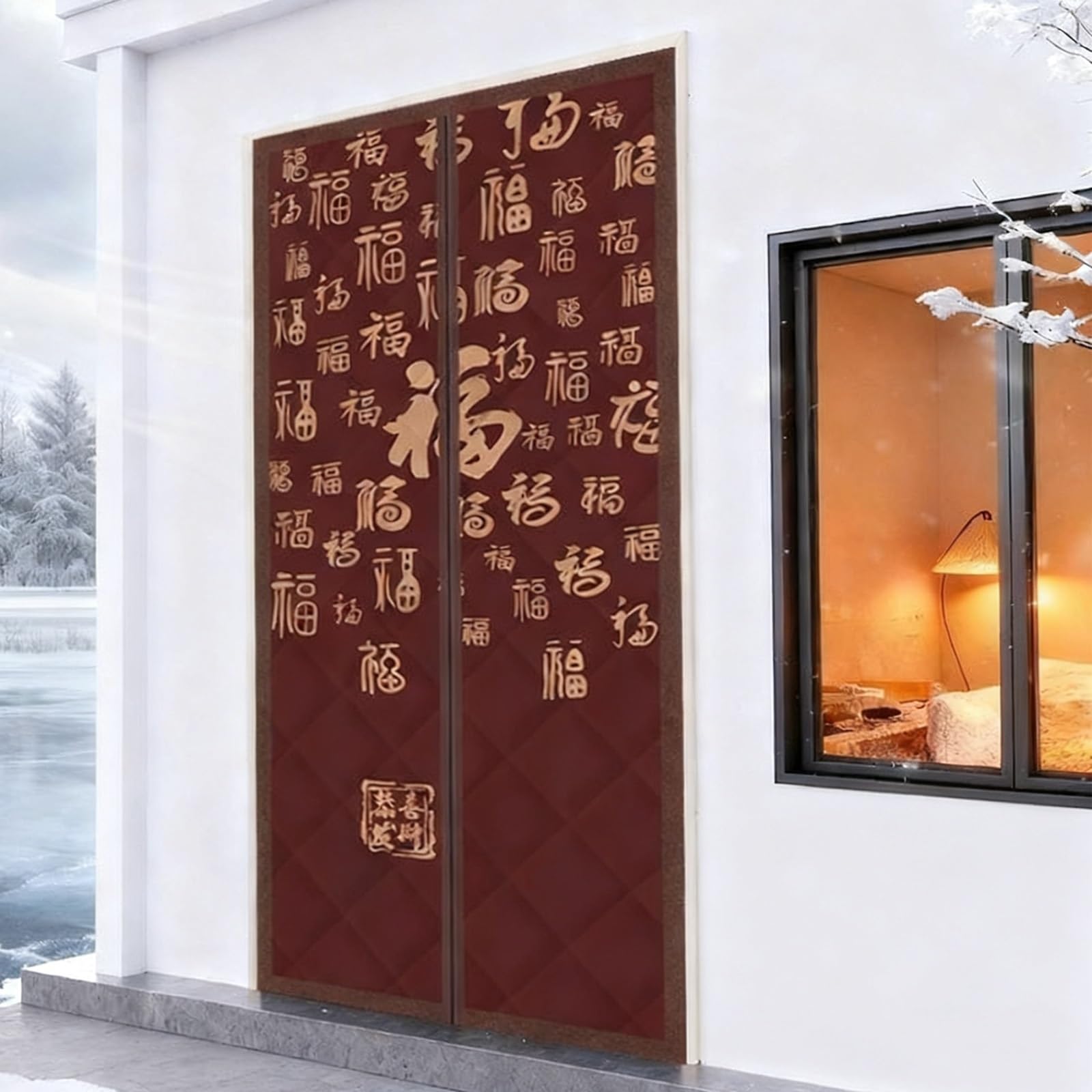 Isolation rideau porte thermique magnétique et rideau isolant anti froid 90x190