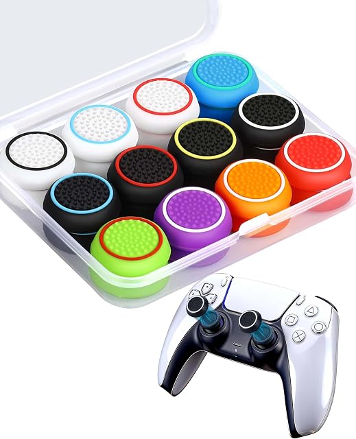 24 PCS Premium Silicone Thumb Grips for PS4/PS5/Xbox Controller, Multiple Colors Non-Slip Joystick Caps & Thumbstick Grips, Ultimate Comfort & Protection