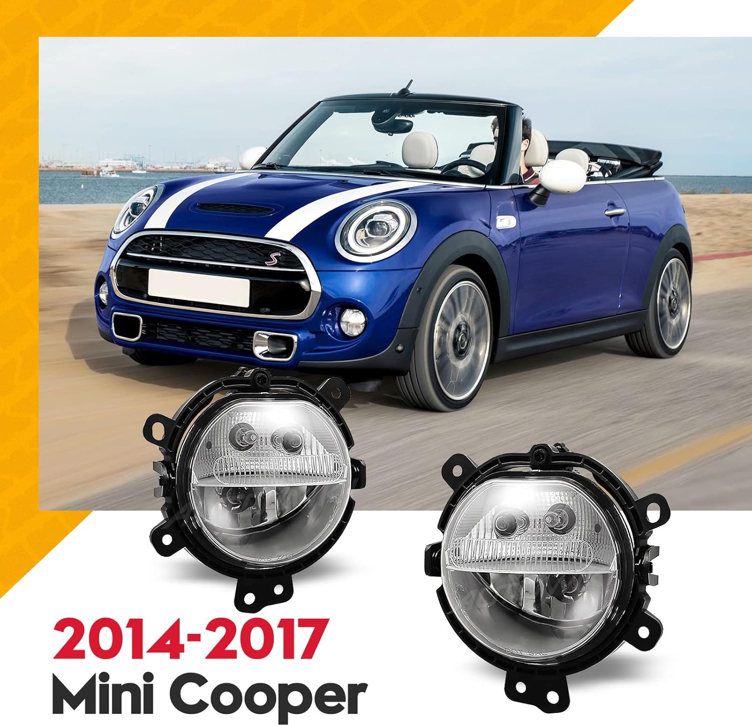 AUTOWIKI Driving Fog Lights Lamps Replacement for Mini Cooper 2014-2017 & Mini Cooper Clubman 2016-2017 OE Style Clear Lens w/ H8 12V 35W Bulbs