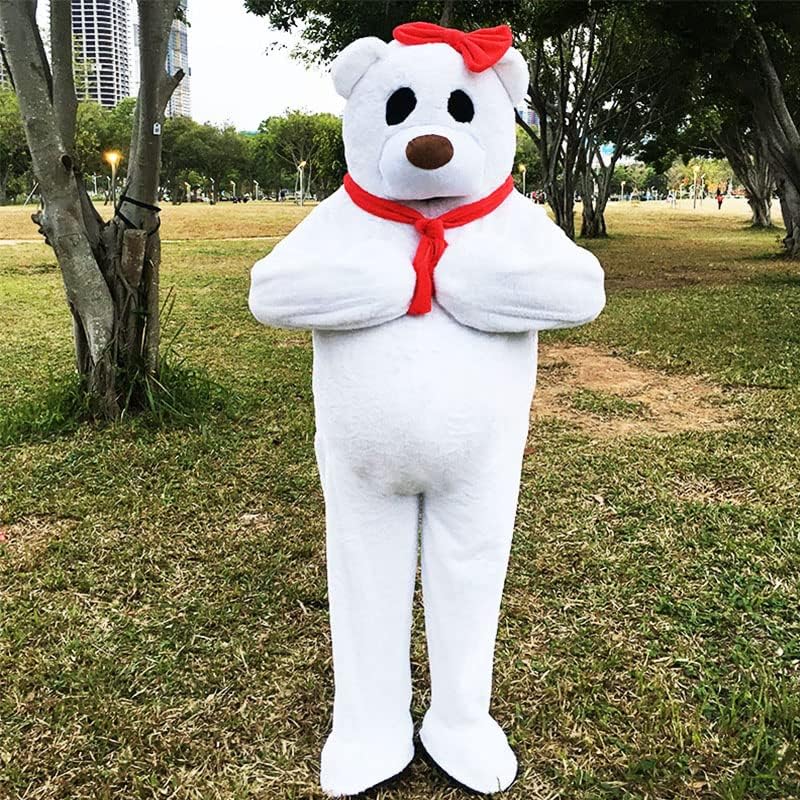Factory Store Long Hair White Bear Fursuit Mascot Costume Party Carnival Halloween Cosplay Costumes S M L XL XXL
