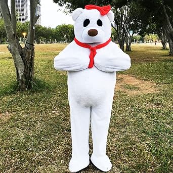Factory Store Long Hair White Bear Fursuit Mascot Costume Party Carnival Halloween Cosplay Costumes S M L XL XXL