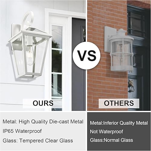 Miniatura 69 de Lámparas de pared para exteriores, faroles de pared exterior impermeables con vidrio, apliques de pared exterior, luces de porche delantero