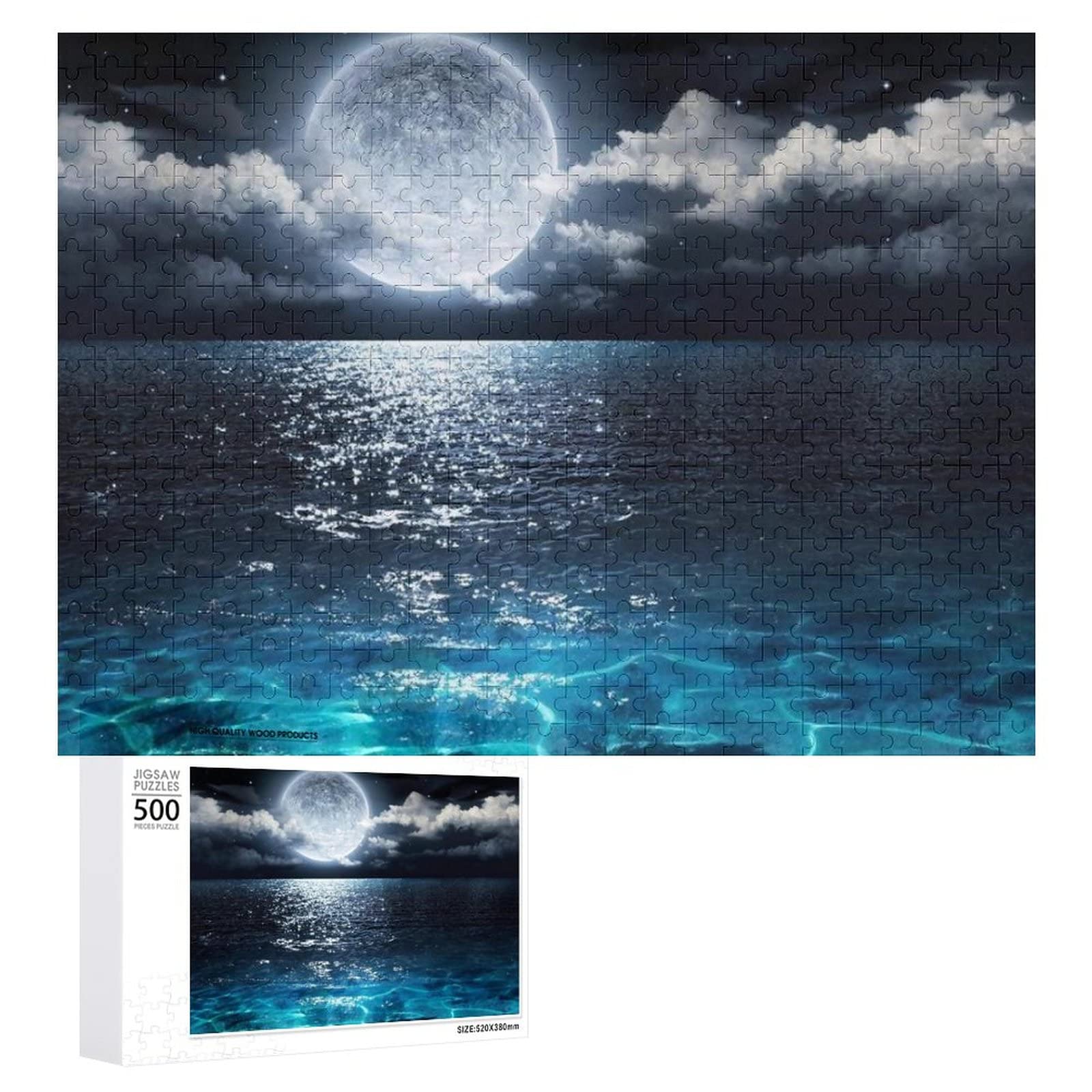 Amazon.co.jp: ジグソーパズル 海 満月 星空 夜空 黒 パズル