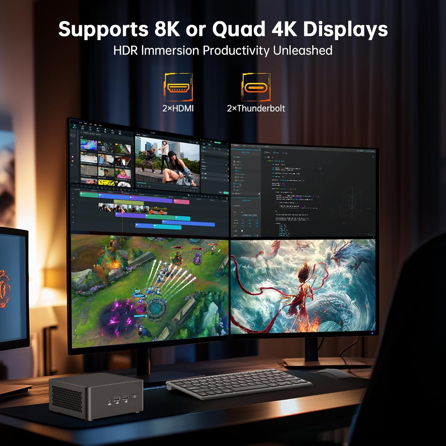 ASUS NUC 14 Pro AI Mini PC, Intel Ultra 7 155H (16C/22T, Up to 4.8GHz), 32GB DDR5 RAM, 1TB PCIe 4 SSD Mini Computer Win 11 Pro, Mini Desktop with Intel Arc GPU/AI GC/AI Boost/AI Ready/Thunderbolt 4