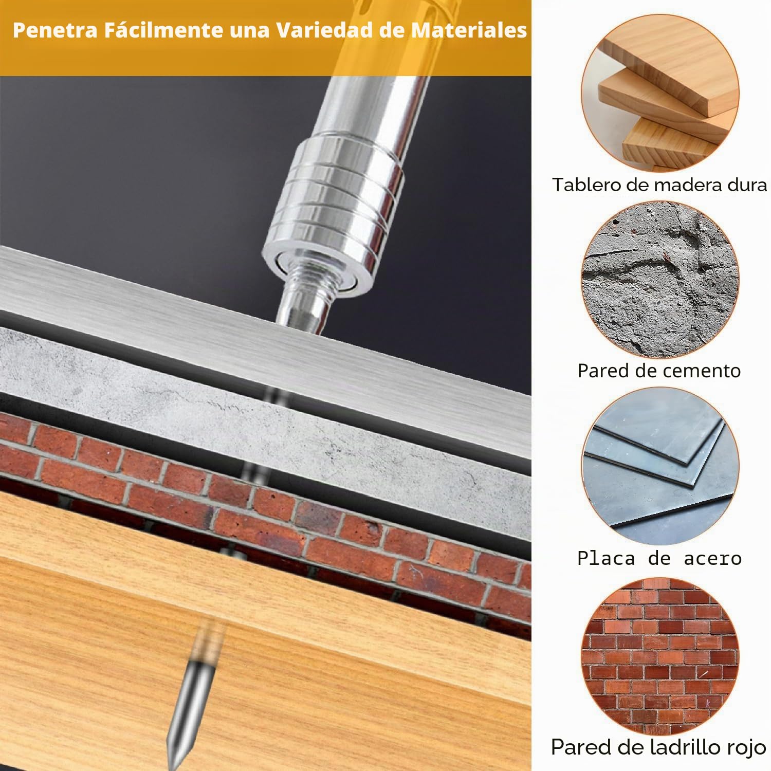 150 clavos redondos manuales para pistola de hormigón de 7,3 mm de diámetro y 32 mm de largo, kit de herramientas de fijación de pared de acero multiusos (32 mm, rojo)