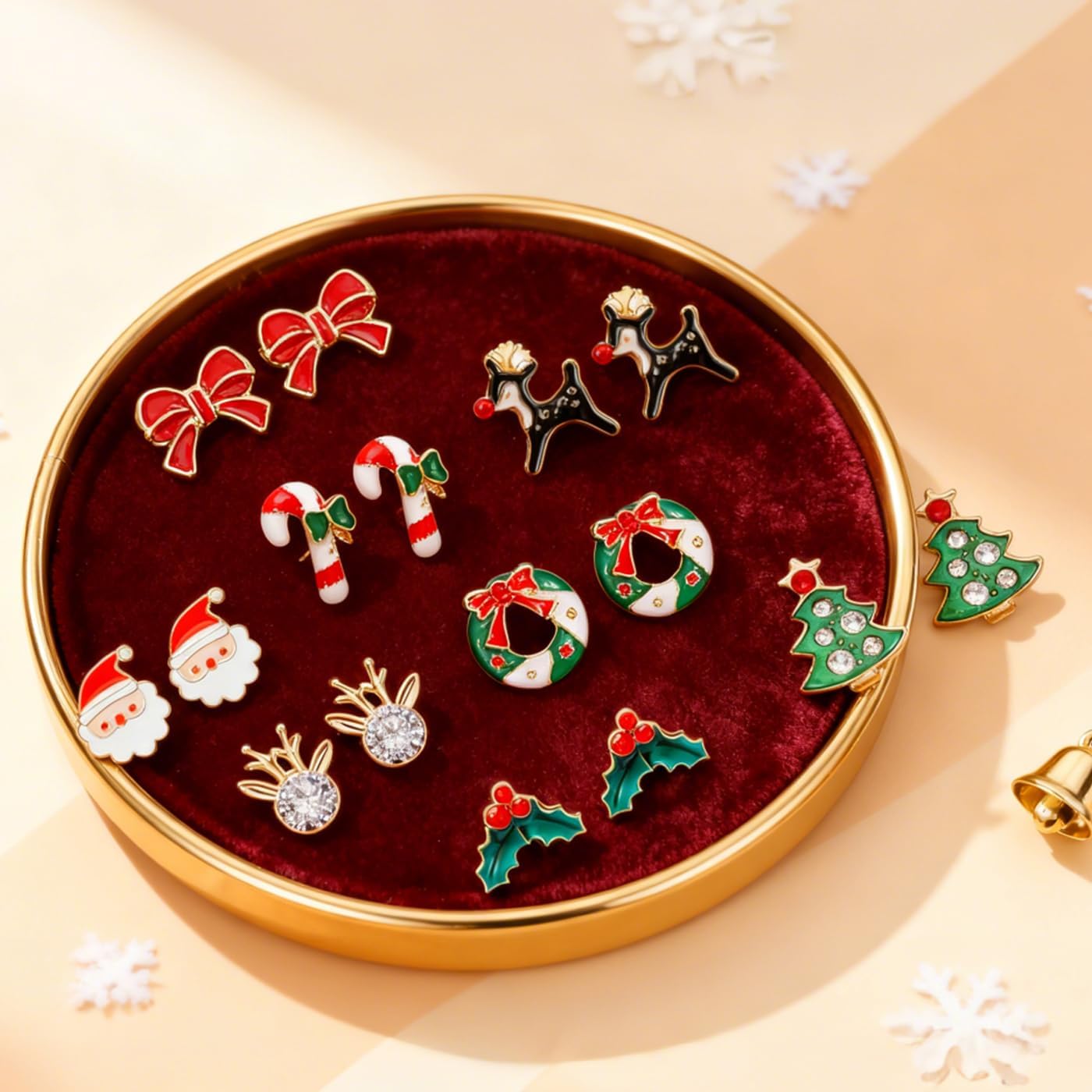 24 Pairs Christmas Earrings for Women Bulk Xmas Holiday Dangle Earrings Christmas Stud Tree Snowflake Earrings Cute Christmas Set Party Jewelry Gifts - Image 3