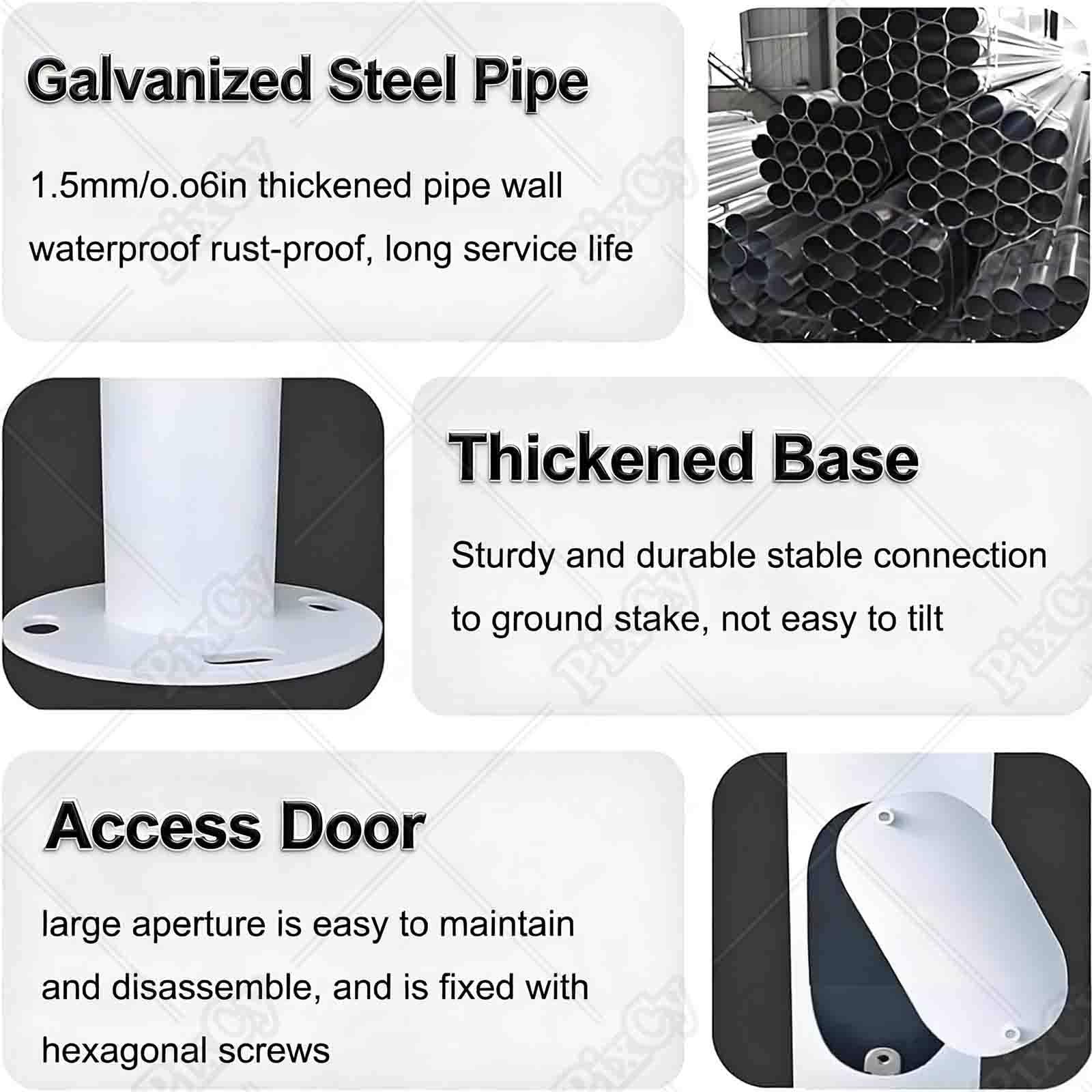PixCy Soporte Universal Poste Cámara Vigilancia Soporte Columna Extraíble 4 Soportes Metálicos para Exteriores Industrial Comercial Residencial 4cm