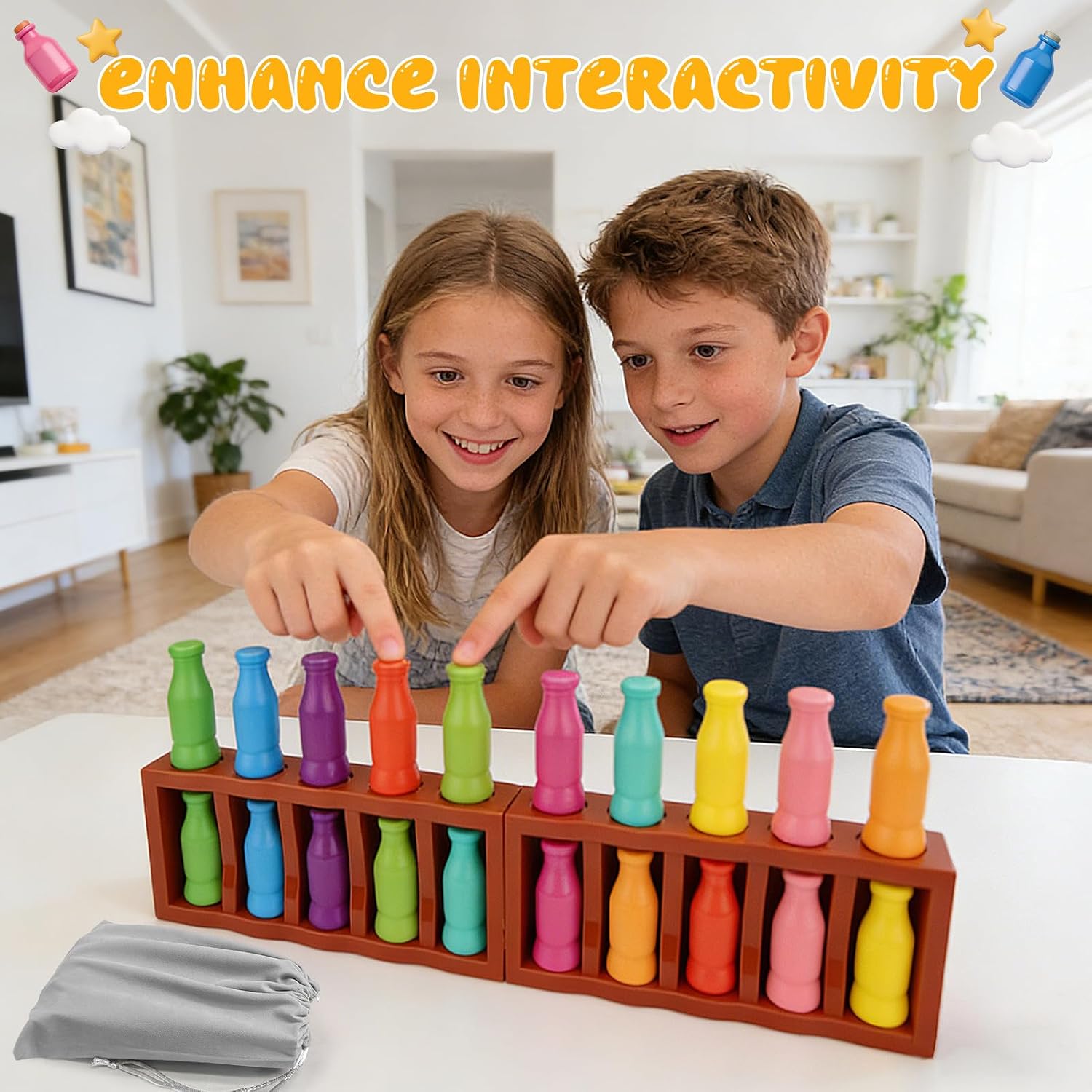 Vodolo 20pcs Bottle Color Match Game，Family Matching Games,Memory and Logical Training Bottle flip Game for fmaily, Party Activities image 5