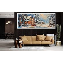 Diamond Painting Winter Scenery Diamond Art Kits for Adults, Large Size 39 x 100 Inch, DIY Paint by Numbers Arts and Crafts, Full Drill Diamond Art Accessories,5D Gem Art Paintings for Home Decor F168