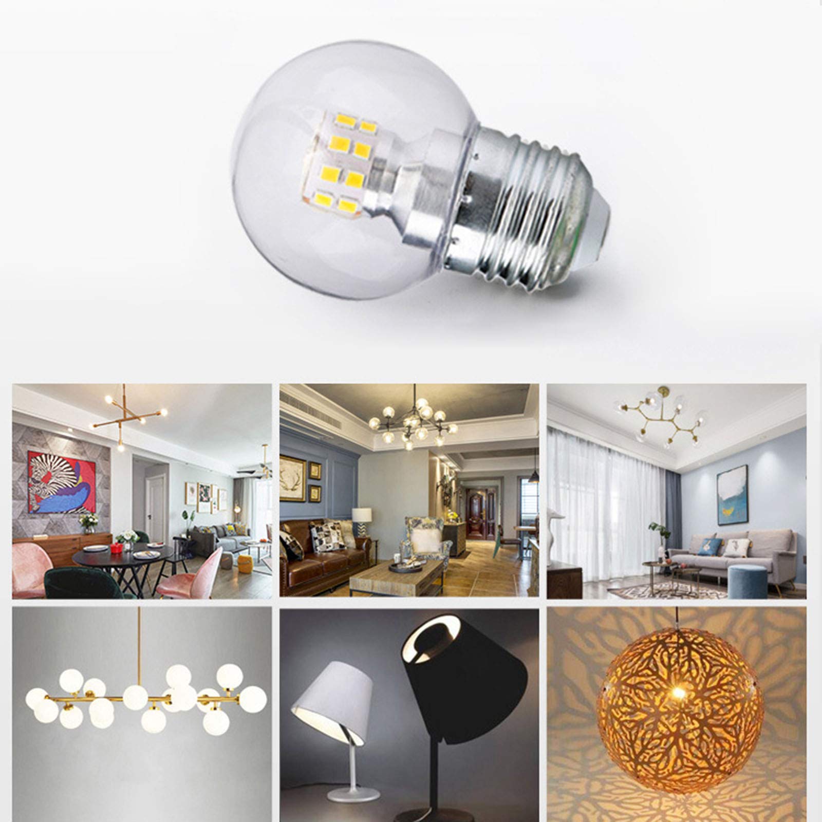 LAI HO Lampadina LED G45, Lampadine Edison E27 Dimmerabile, 7W (Equivalente A 60W), Base A Vite Edison E27, Lampadina LED SMD 2835 Lampadine Globo G45 Decorazioni per La Casa,Warm Light,5W/10PCS